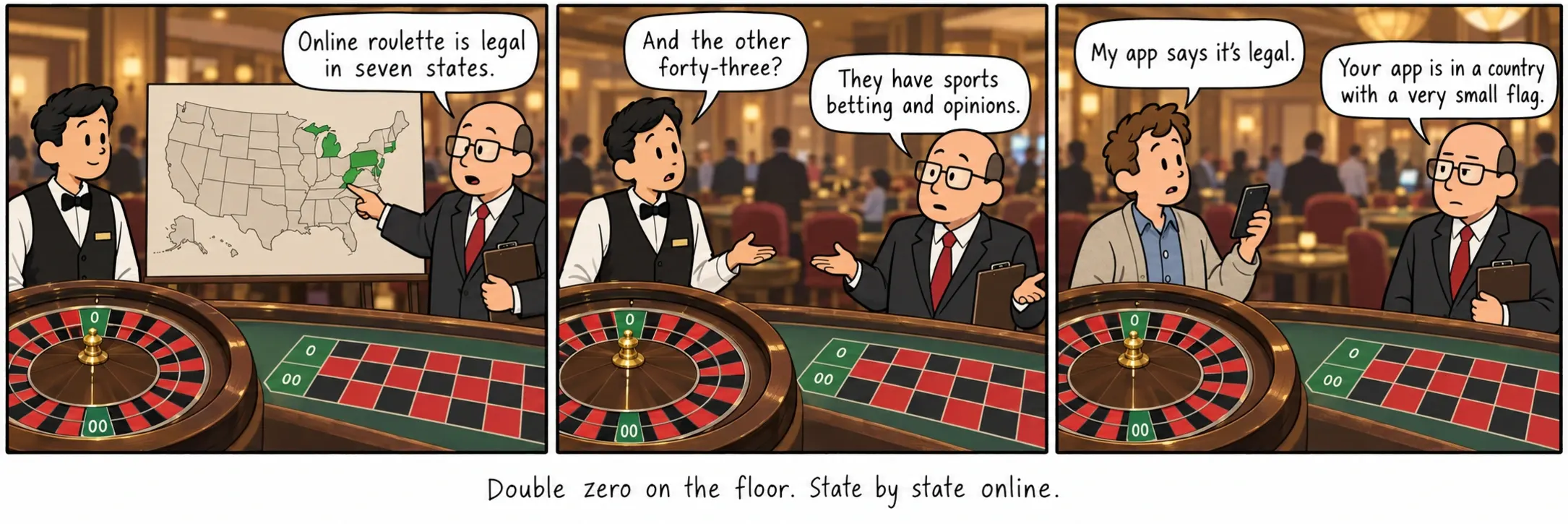 A kaszinóban dupla zéró. Online államonként.
